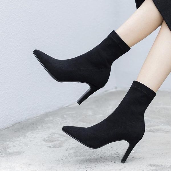 suede elastic boots autumn winter 2020 special price high heel new leather lining pointed short boots thick heel, Black
suede elastic boots autumn winter 2020 special price high heel new leather lining pointed short boots thick heel, Black