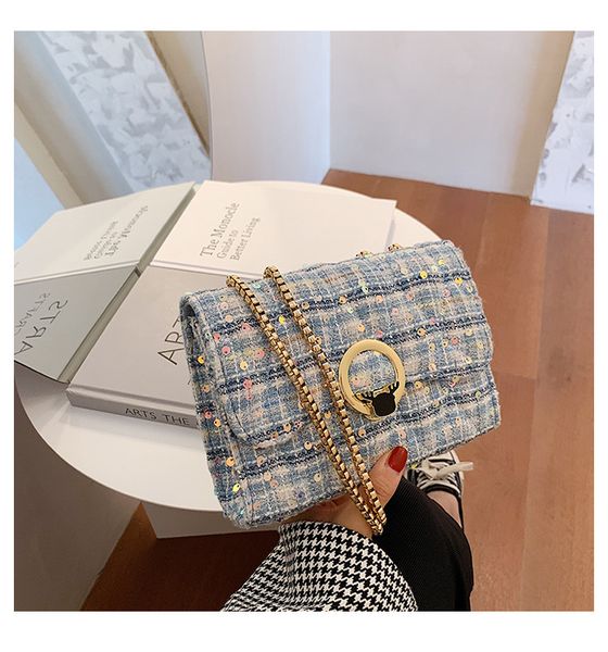 hbp shopping hbp new 2021 new trendy woolen messenger wild ins female bag shoulder bag chain small square bag