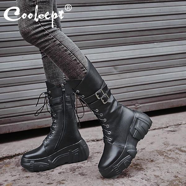 coolcept real leather mid calf boots для женщин моды knight boots толстой подошвы крест ремень зимней обувь женщина размер 34-39, Black
coolcept real leather mid calf boots для женщин моды knight boots толстой подошвы крест ремень зимней обувь женщина размер 34-39, Black