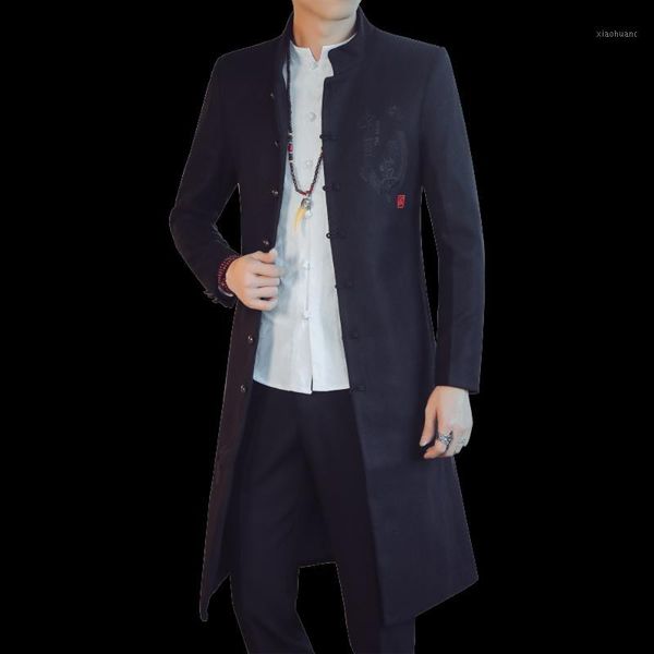 chinese national style coats fashion stand collar wool blend coat autumn winter fashion embroidery print medium-long jacket1, Black
chinese national style coats fashion stand collar wool blend coat autumn winter fashion embroidery print medium-long jacket1, Black