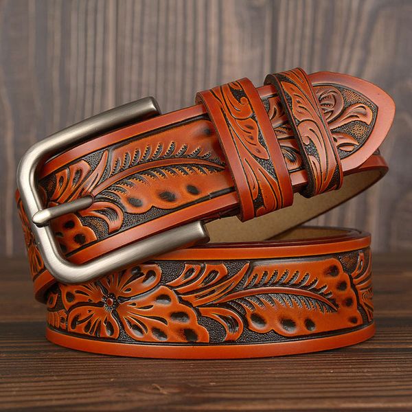 genuine craft casual pin buckle cowhide men's personalized carved versatile jeans belt, Black;brown
genuine craft casual pin buckle cowhide men's personalized carved versatile jeans belt, Black;brown
