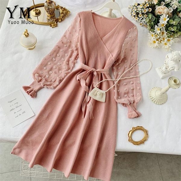 yuoomuoo romantic women knitted pink party dress 2020 fall winter v neck elegant chiffon long sleeve sashes dress ladies dress lj201114, Black;gray
yuoomuoo romantic women knitted pink party dress 2020 fall winter v neck elegant chiffon long sleeve sashes dress ladies dress lj201114, Black;gray