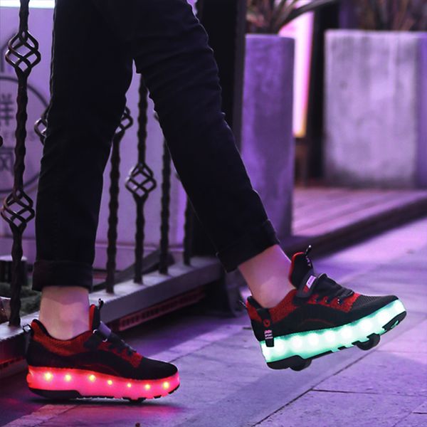 with 2019 roller new kids luminous skates glowing shoes wheels sneakers for boys, Black;red
with 2019 roller new kids luminous skates glowing shoes wheels sneakers for boys, Black;red