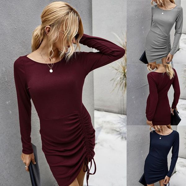 2020 autumn women's new solid casual slim long sleeve elegant draped drawstring stretchy mini bodycon dress simple vestido1, Black;gray
2020 autumn women's new solid casual slim long sleeve elegant draped drawstring stretchy mini bodycon dress simple vestido1, Black;gray