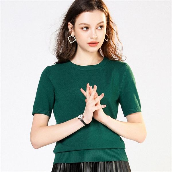 2019 round neck short sleeved knit spring and summer new loose shirt womens suit large size bottoming shirt low collar, White;black
2019 round neck short sleeved knit spring and summer new loose shirt womens suit large size bottoming shirt low collar, White;black