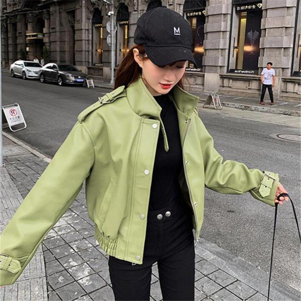 women's leather & faux 2021 autumn loose fake pu biker jacket women streetwear korean short plus size elasticated waist motorcycle coat, Black
women's leather & faux 2021 autumn loose fake pu biker jacket women streetwear korean short plus size elasticated waist motorcycle coat, Black
