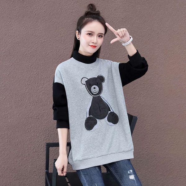 women's sweater autumn winter 2020 new large foreign style fashion plush thickened medium and long age reduction coat, Black
women's sweater autumn winter 2020 new large foreign style fashion plush thickened medium and long age reduction coat, Black