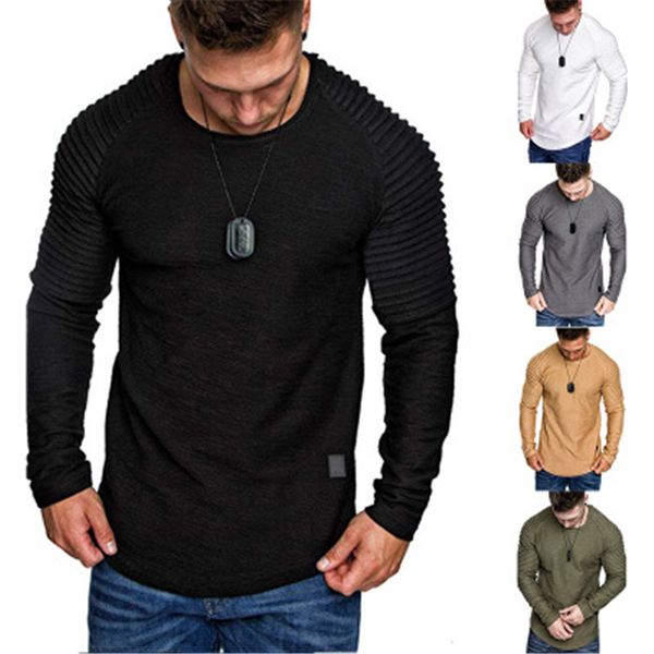 mens solid color tshirt fashion trend folds long sleeve round neck skinny tees clothes spring male new irregular hem casual slim tshirt, White;black
mens solid color tshirt fashion trend folds long sleeve round neck skinny tees clothes spring male new irregular hem casual slim tshirt, White;black