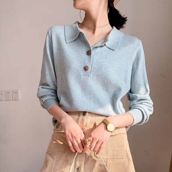 mvlyflrt polo collar cashmere sweater women's short base sweater v-neck loose pullover sweater 201120, White;black
mvlyflrt polo collar cashmere sweater women's short base sweater v-neck loose pullover sweater 201120, White;black