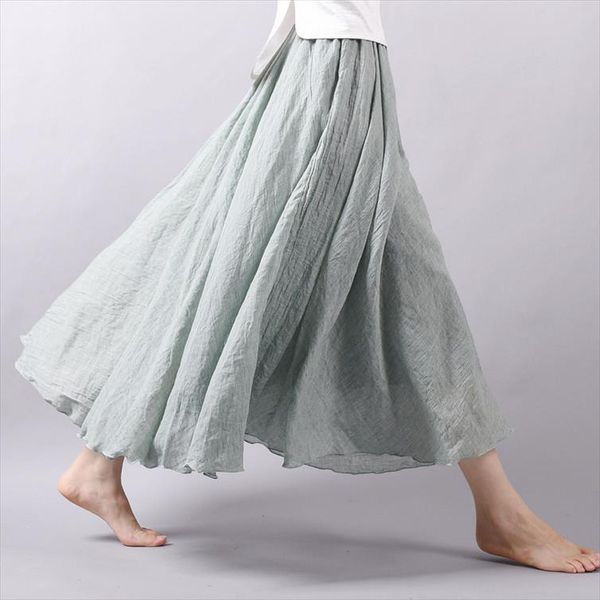 womens autumn 2019 explosion models new fashion cotton and linen skirt linen solid color national style long skirt, Black 
womens autumn 2019 explosion models new fashion cotton and linen skirt linen solid color national style long skirt, Black