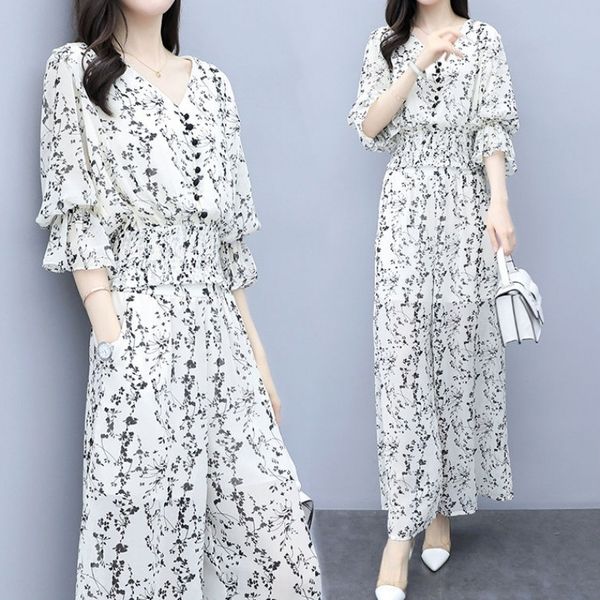 cvurw 2020 new women's spring two-piece chiffon floral pants wide leg wide pantspantswide-leg pants casual fashion suit women's su, Gray
cvurw 2020 new women's spring two-piece chiffon floral pants wide leg wide pantspantswide-leg pants casual fashion suit women's su, Gray