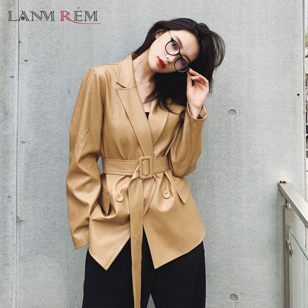 lanmrem casual pu leather jacket woman autumn korean trend new notched collar long sleeve coat with belt double breasted yj026x1016, Black;brown
lanmrem casual pu leather jacket woman autumn korean trend new notched collar long sleeve coat with belt double breasted yj026x1016, Black;brown