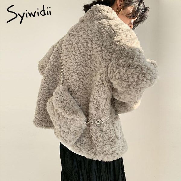 women's fur & faux syiwidii coat women 2 piece winter jacket lamb horn button wide-waisted thick warm beige gray casual fashion spring, Black
women's fur & faux syiwidii coat women 2 piece winter jacket lamb horn button wide-waisted thick warm beige gray casual fashion spring, Black