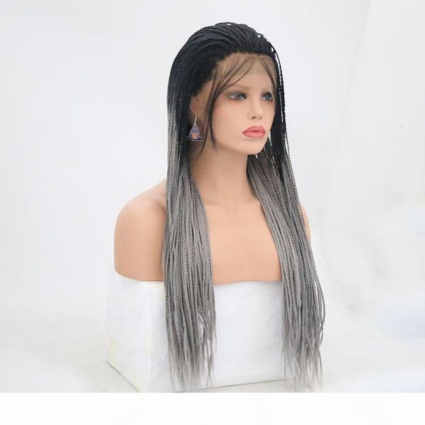 synthetic lace front wig braided for black woman ombre grey silver african american braided heat resistant fiber box braids wigs, Black;brown
synthetic lace front wig braided for black woman ombre grey silver african american braided heat resistant fiber box braids wigs, Black;brown
