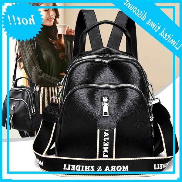 women black portable pu leather large capacity wide belt shoulder bag girls quality backpack for school sac
women black portable pu leather large capacity wide belt shoulder bag girls quality backpack for school sac
