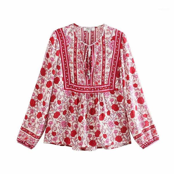 women's blouses & shirts women bohemian long sleeve position floral print beach wear female bow tied casual blusas chic ls60601, White
women's blouses & shirts women bohemian long sleeve position floral print beach wear female bow tied casual blusas chic ls60601, White