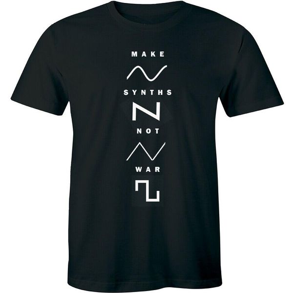sport make synth not war sign synthesiser analogue retro roland men's t-shirt tee