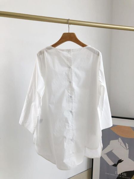 back single-breasted women loose shirt asymmetry lady three quarter sleeve cotton simple white blouse top
back single-breasted women loose shirt asymmetry lady three quarter sleeve cotton simple white blouse top