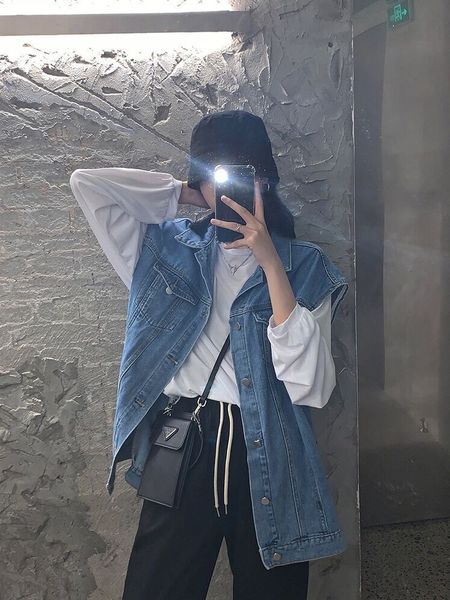 ksi6f autumn loose sleeveless denim korean version cotton women's student fashion casual coat coat vest vest trend eebdv, White;black
ksi6f autumn loose sleeveless denim korean version cotton women's student fashion casual coat coat vest vest trend eebdv, White;black