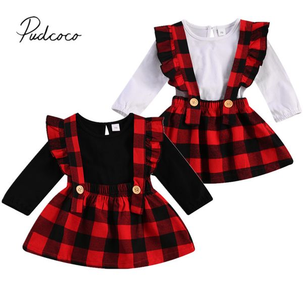 infant kids baby girl 2pcs outfit set kid's solid color long sleeve crew neck toddler's plaid button ruffle strapless skirt 1021, White
infant kids baby girl 2pcs outfit set kid's solid color long sleeve crew neck toddler's plaid button ruffle strapless skirt 1021, White