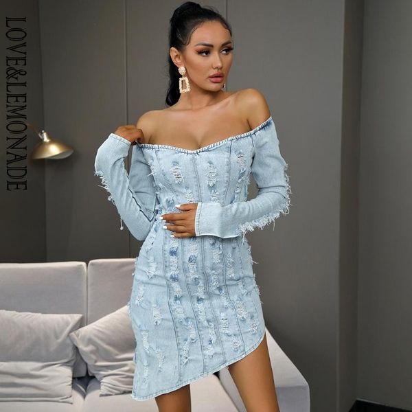 love&lemonade tube v-neck wash water elastic bodycon long-sleeved denim dress lmdm001, Black;gray
love&lemonade tube v-neck wash water elastic bodycon long-sleeved denim dress lmdm001, Black;gray