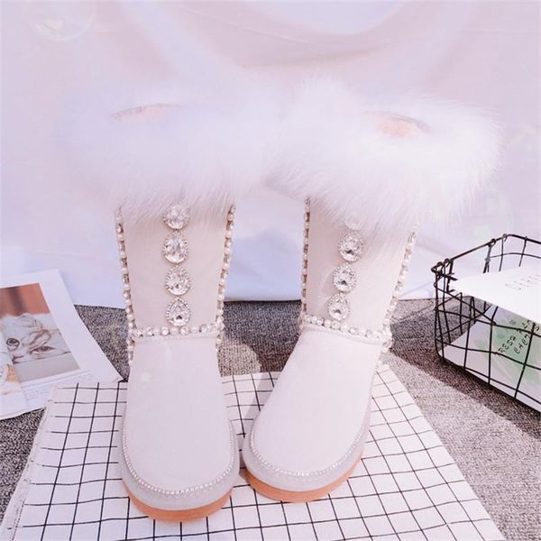 boots winter handmade genuine leather cowhide white mid calf real fur crystal beading snow women warm cotton shoes, Black
boots winter handmade genuine leather cowhide white mid calf real fur crystal beading snow women warm cotton shoes, Black