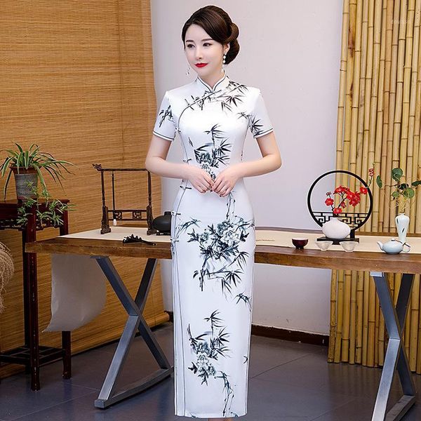 fashion long cheongsam chinese style bamboo flower printing womens summer rayon qipao slim party dresses vestido 4xl1, Red
fashion long cheongsam chinese style bamboo flower printing womens summer rayon qipao slim party dresses vestido 4xl1, Red