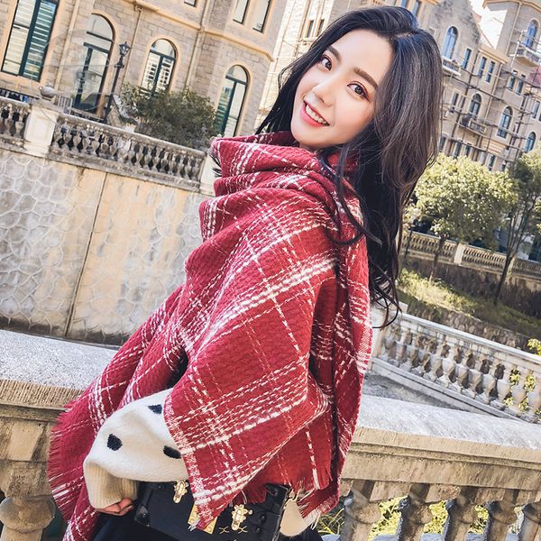 korean versatile plaid winter extended warm scarf, neck for women's imitation cashmere shawl scarf, Blue;gray
korean versatile plaid winter extended warm scarf, neck for women's imitation cashmere shawl scarf, Blue;gray