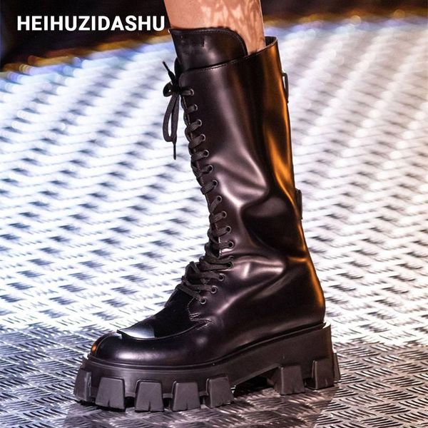 patent leather knee boots women thick platform lace-up high boots autumn/winter fashion chunky long women shoes, Black
patent leather knee boots women thick platform lace-up high boots autumn/winter fashion chunky long women shoes, Black
