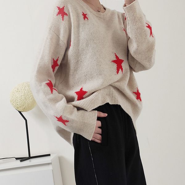 100% cashmere women's sweater long sleeve star print knitwear pullover front back asymmetrical loose clothes, White;black
100% cashmere women's sweater long sleeve star print knitwear pullover front back asymmetrical loose clothes, White;black