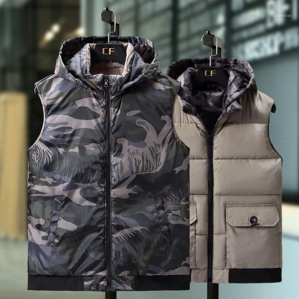 men's double-faced vest autumn and winter korean version of the trend of sleeveless new hooded thick warm down cotton waistcoat1, Black;white
men's double-faced vest autumn and winter korean version of the trend of sleeveless new hooded thick warm down cotton waistcoat1, Black;white