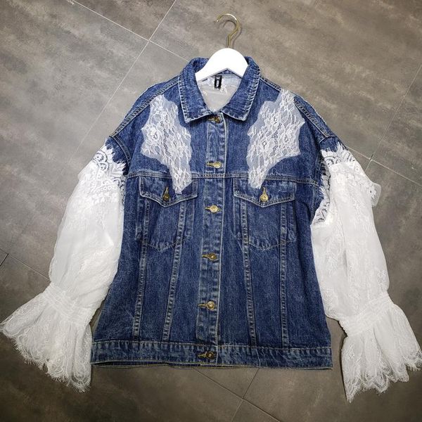 women's jackets cardigan lace stitching denim jacket female early autumn thin section loose port wind lantern sleeve, Black;brown
women's jackets cardigan lace stitching denim jacket female early autumn thin section loose port wind lantern sleeve, Black;brown