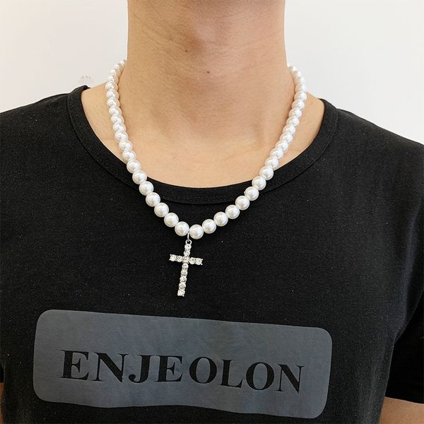 cross pearl necklace women's clavicle inlaid with diamond korean ins sweater fashion temperament men's neck chain pendant, Silver
cross pearl necklace women's clavicle inlaid with diamond korean ins sweater fashion temperament men's neck chain pendant, Silver