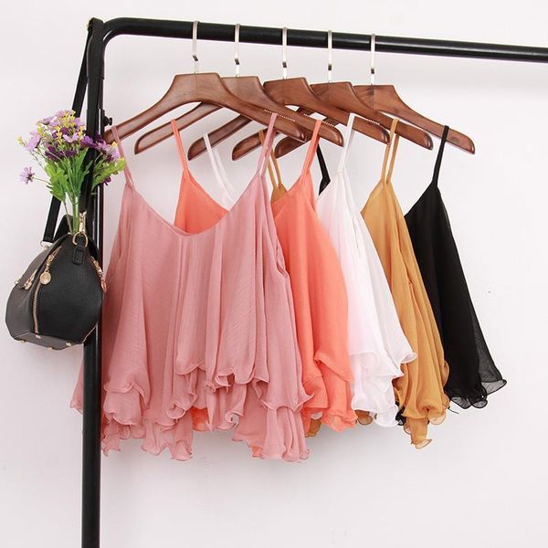 women summer sleeveless slash neck ruffle basic shirt elegant short slim high waist off shoulder strap sling chiffon blouse, White
women summer sleeveless slash neck ruffle basic shirt elegant short slim high waist off shoulder strap sling chiffon blouse, White