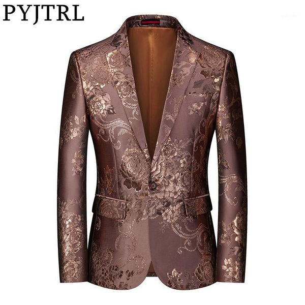 pyjtrl men luxurious jacquard gold floral suit jacket wedding groom suit coat parry prom dress tuxedo singers blazer hombre1, White;black
pyjtrl men luxurious jacquard gold floral suit jacket wedding groom suit coat parry prom dress tuxedo singers blazer hombre1, White;black