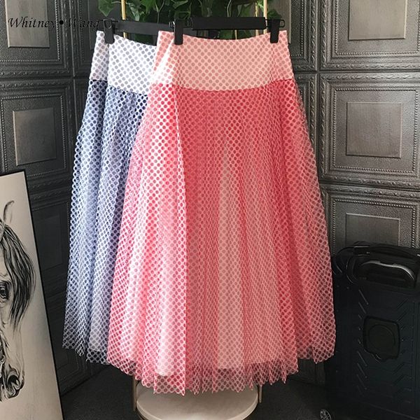 whitney wang 2021 spring fashion streetwear polka dot pleated mesh skirt women party wear y1214, Black
whitney wang 2021 spring fashion streetwear polka dot pleated mesh skirt women party wear y1214, Black