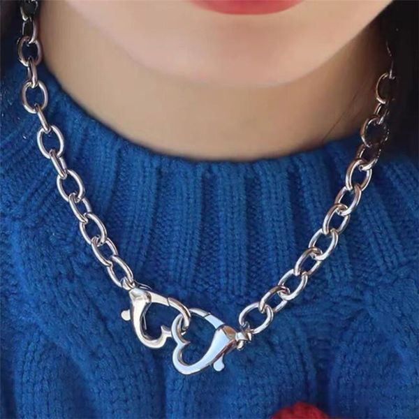 2021 new kpop harajuku punk heart lock titanium steel neck chains choker necklace for women egirl goth aesthetic jewelry gifts, Silver
2021 new kpop harajuku punk heart lock titanium steel neck chains choker necklace for women egirl goth aesthetic jewelry gifts, Silver