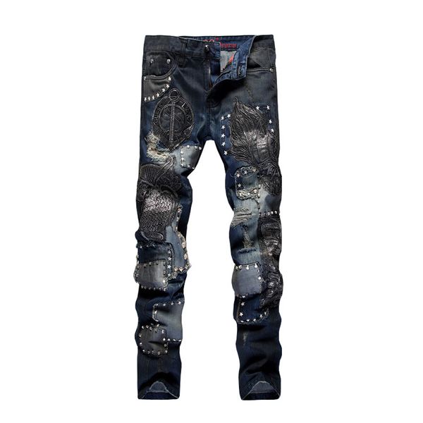 aboorun mens punk rivet patch multi rivets pu leather patchwork straight jeans for male nightclub singers x549, Blue
aboorun mens punk rivet patch multi rivets pu leather patchwork straight jeans for male nightclub singers x549, Blue