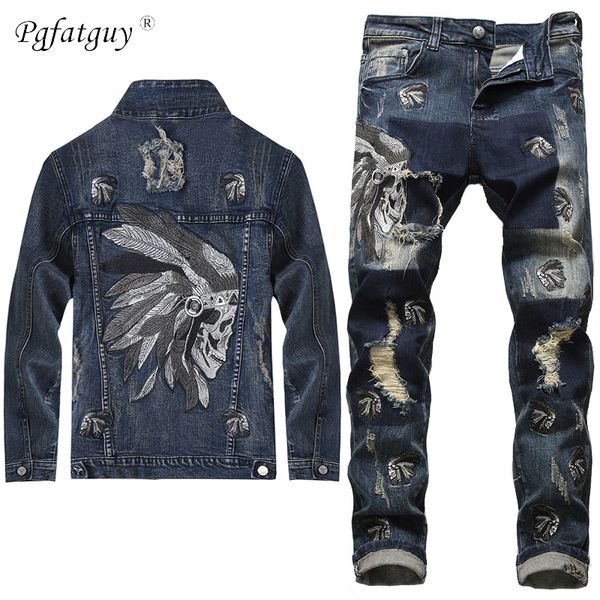 2020 european style men sets embroidered indian stretch denim blue 2 pieces maching set jacket and hole jeans mens clohing 1022, Gray
2020 european style men sets embroidered indian stretch denim blue 2 pieces maching set jacket and hole jeans mens clohing 1022, Gray