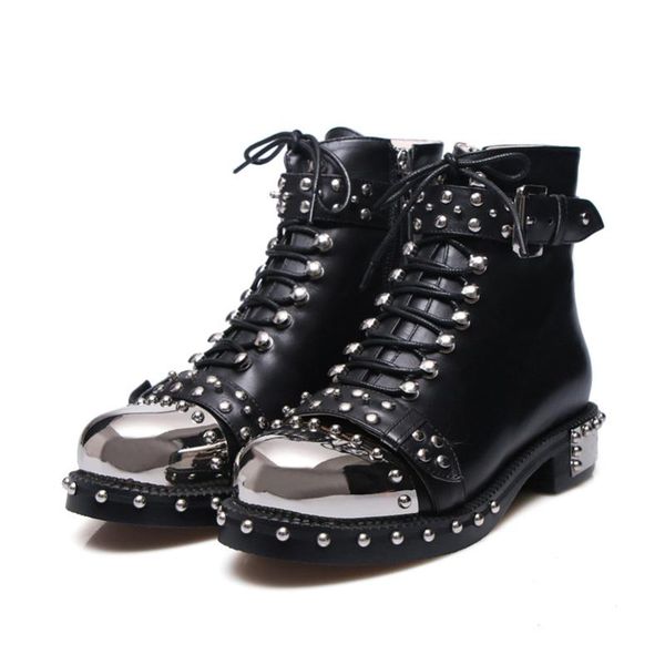 ankle boots women's shoes genuine leather punk rivet new winter shoes women's motorcycle boots zapatos de mujer, Black
ankle boots women's shoes genuine leather punk rivet new winter shoes women's motorcycle boots zapatos de mujer, Black