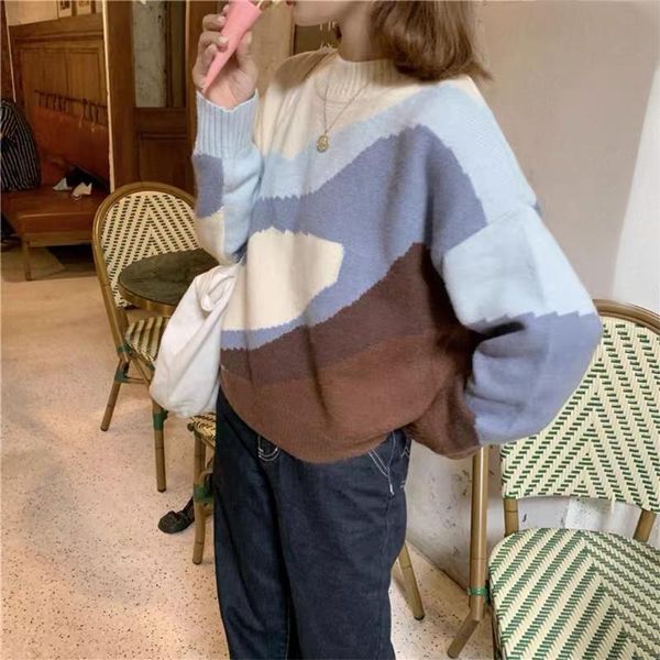 women's sweaters women long sleeve o-neck sweater contrast color patchwork knitwear jumper, White;black
women's sweaters women long sleeve o-neck sweater contrast color patchwork knitwear jumper, White;black