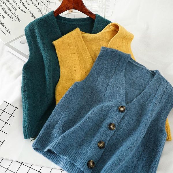 women's vests 2021 fashion women's clothing v-neck single-breasted knit vest female cardigan women m0731, Black;white
women's vests 2021 fashion women's clothing v-neck single-breasted knit vest female cardigan women m0731, Black;white