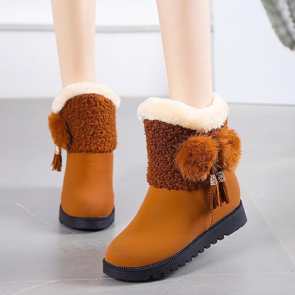 women boots short booties solid tassels winter fleece snow boots lace up lady non-slip flat warm snow bootstenis feminino u11-19, Black
women boots short booties solid tassels winter fleece snow boots lace up lady non-slip flat warm snow bootstenis feminino u11-19, Black