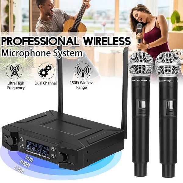 2 cordless handheld uhf frequencies dynamic 2 channel uhf wireless microphone system 100m receive for karaoke party home1
2 cordless handheld uhf frequencies dynamic 2 channel uhf wireless microphone system 100m receive for karaoke party home1