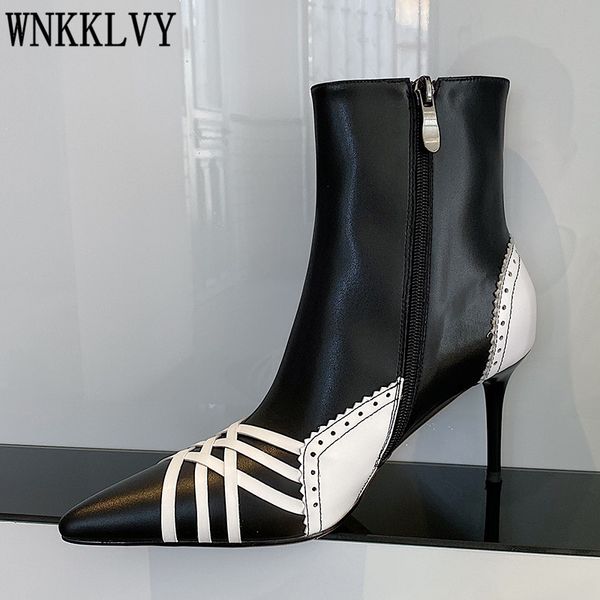 cross weave mixed colors short boots women pointed toe thin high heels runway shoes autumn winter retro ankle boots 2020, Black
cross weave mixed colors short boots women pointed toe thin high heels runway shoes autumn winter retro ankle boots 2020, Black