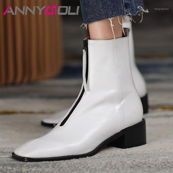 boots annymoli real leather mid heel ankle short women shoes square toe thick heels zip lady autumn winter white 411, Black
boots annymoli real leather mid heel ankle short women shoes square toe thick heels zip lady autumn winter white 411, Black