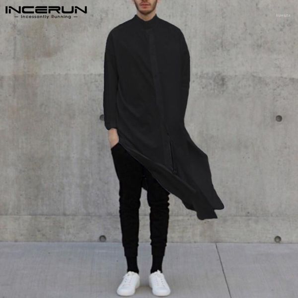 men long sleeve casual shirt stand collar solid button loose suit men vintage pakistani shirts 2020 incerun1, White;black
men long sleeve casual shirt stand collar solid button loose suit men vintage pakistani shirts 2020 incerun1, White;black