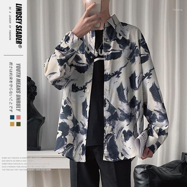 lindsey seader ink print turn-down collar men's shirts long sleeve 2020 sring students office fashion casual shirts men, White;black
lindsey seader ink print turn-down collar men's shirts long sleeve 2020 sring students office fashion casual shirts men, White;black