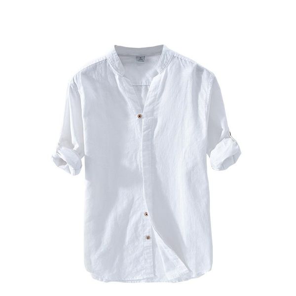men's casual shirts spring summer cotton linen shirt long sleeve chinese collar for men solid color withe loose tees, White;black
men's casual shirts spring summer cotton linen shirt long sleeve chinese collar for men solid color withe loose tees, White;black