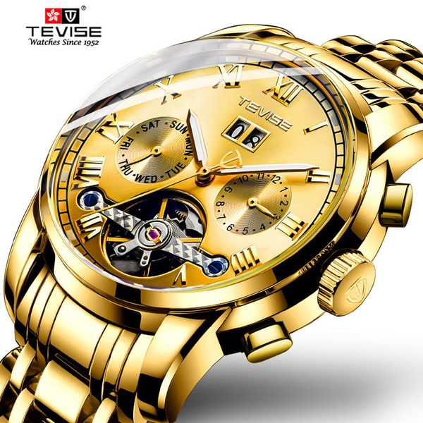 tevise mens automatic watches luxury gold stainless steel tourbillon moon phase mechanical men wristwatch relogio masculino, Slivery;brown
tevise mens automatic watches luxury gold stainless steel tourbillon moon phase mechanical men wristwatch relogio masculino, Slivery;brown